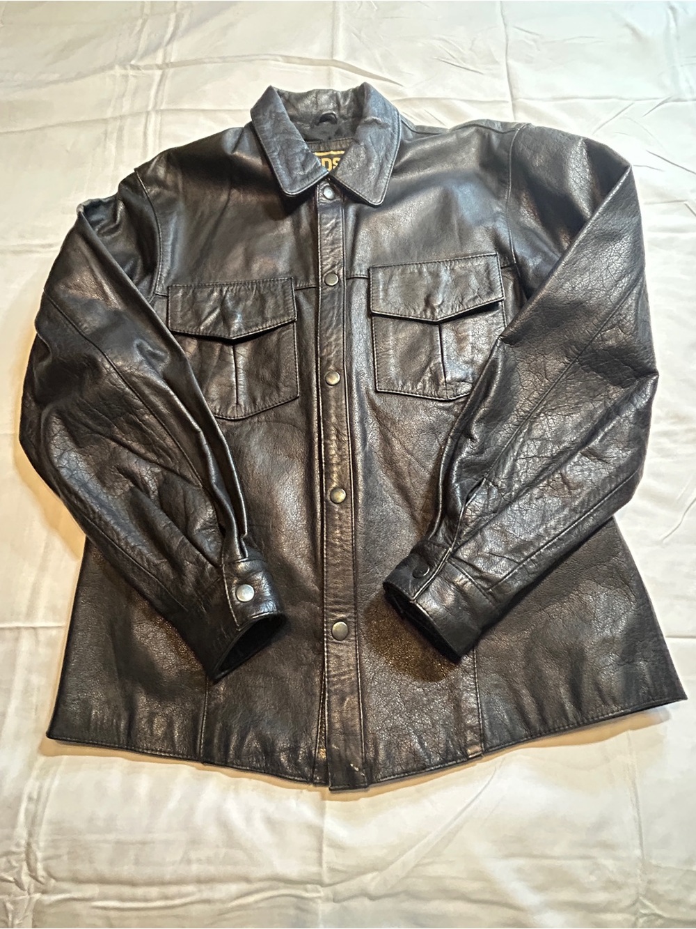 Hudson Leather Genuine Leather Black Shirt Jacket Size Small Vintage Moto - Picture 2 of 10